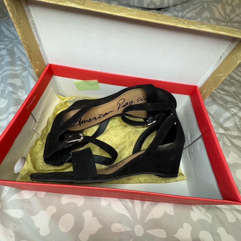 Black Women's Sandals with Wedge Heel - American Rag